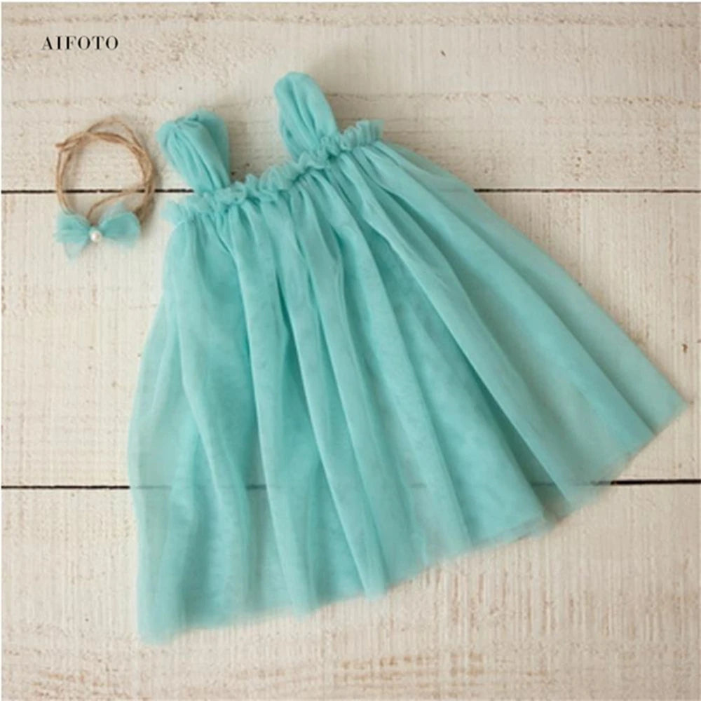 KMK - Newborn Thin Mesh Dress +Headband