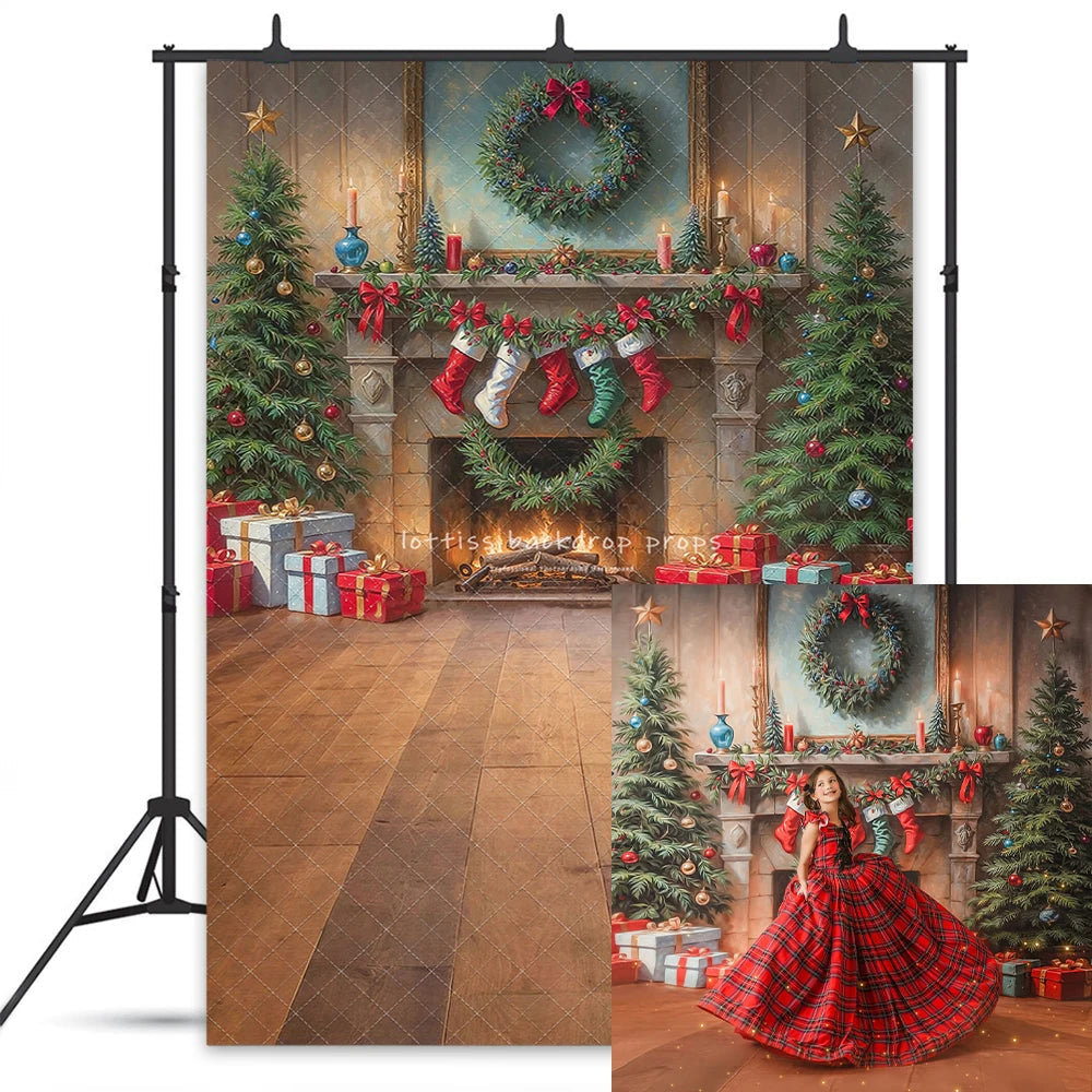 KMK - Antique Holiday Mantle Backdrop