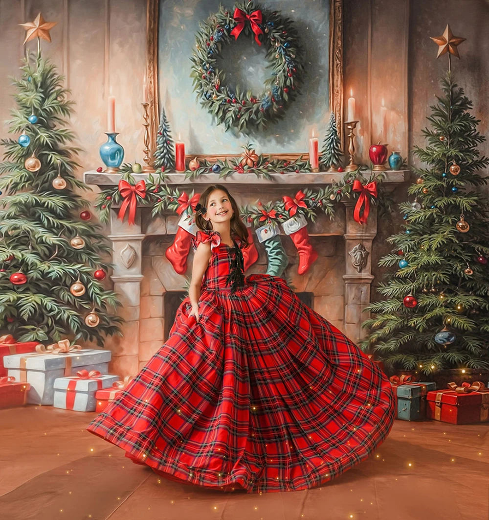 KMK - Antique Holiday Mantle Backdrop