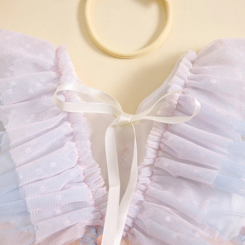 KMK - Butterfly Embroidery Mesh Tulle Dress Romper