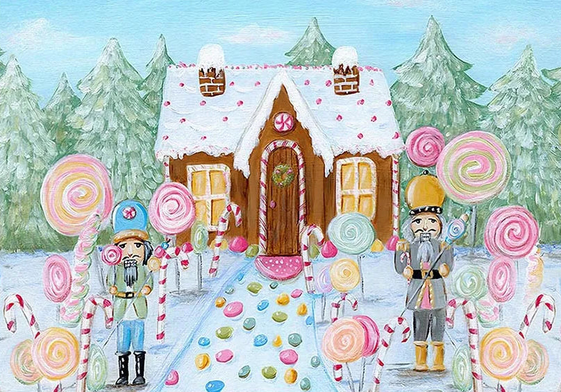 KMK - Candy Soldier Lollipop House Photography Backdrop