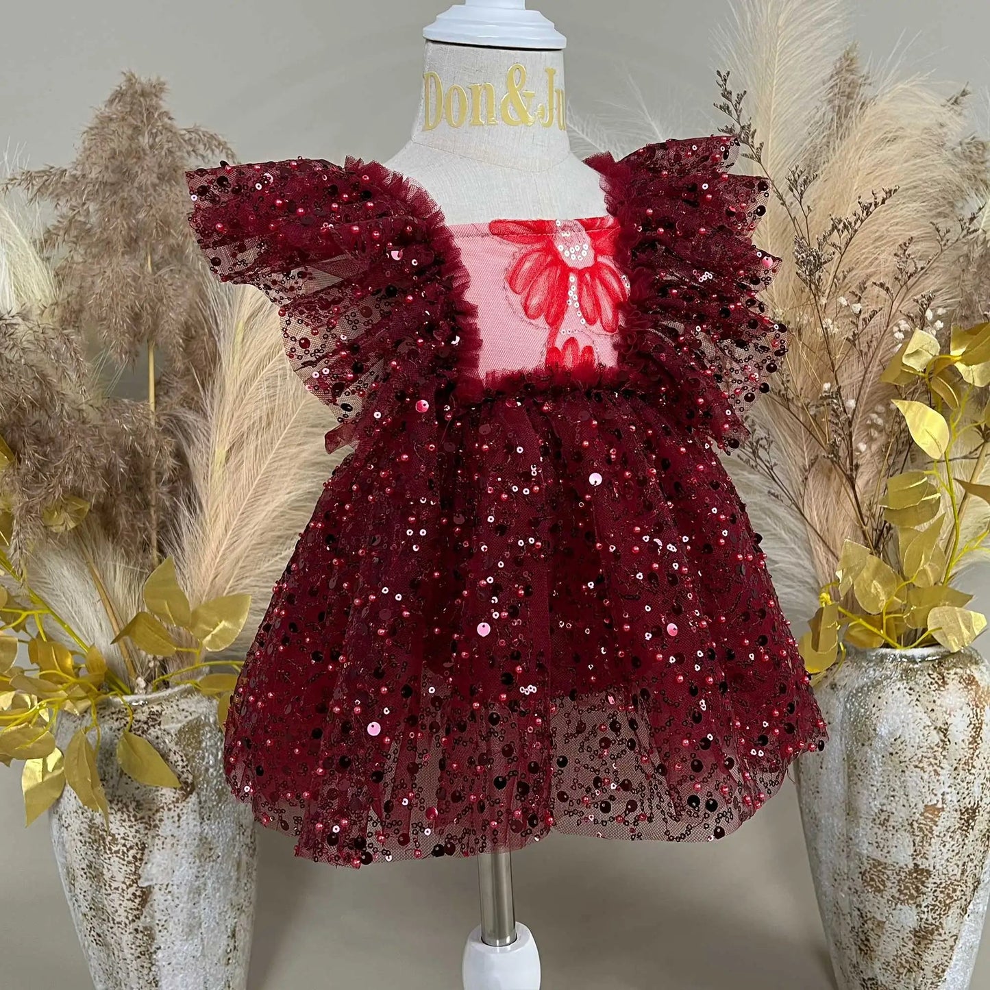 KMK - Christmas Sequin Mesh Little Princess Dress