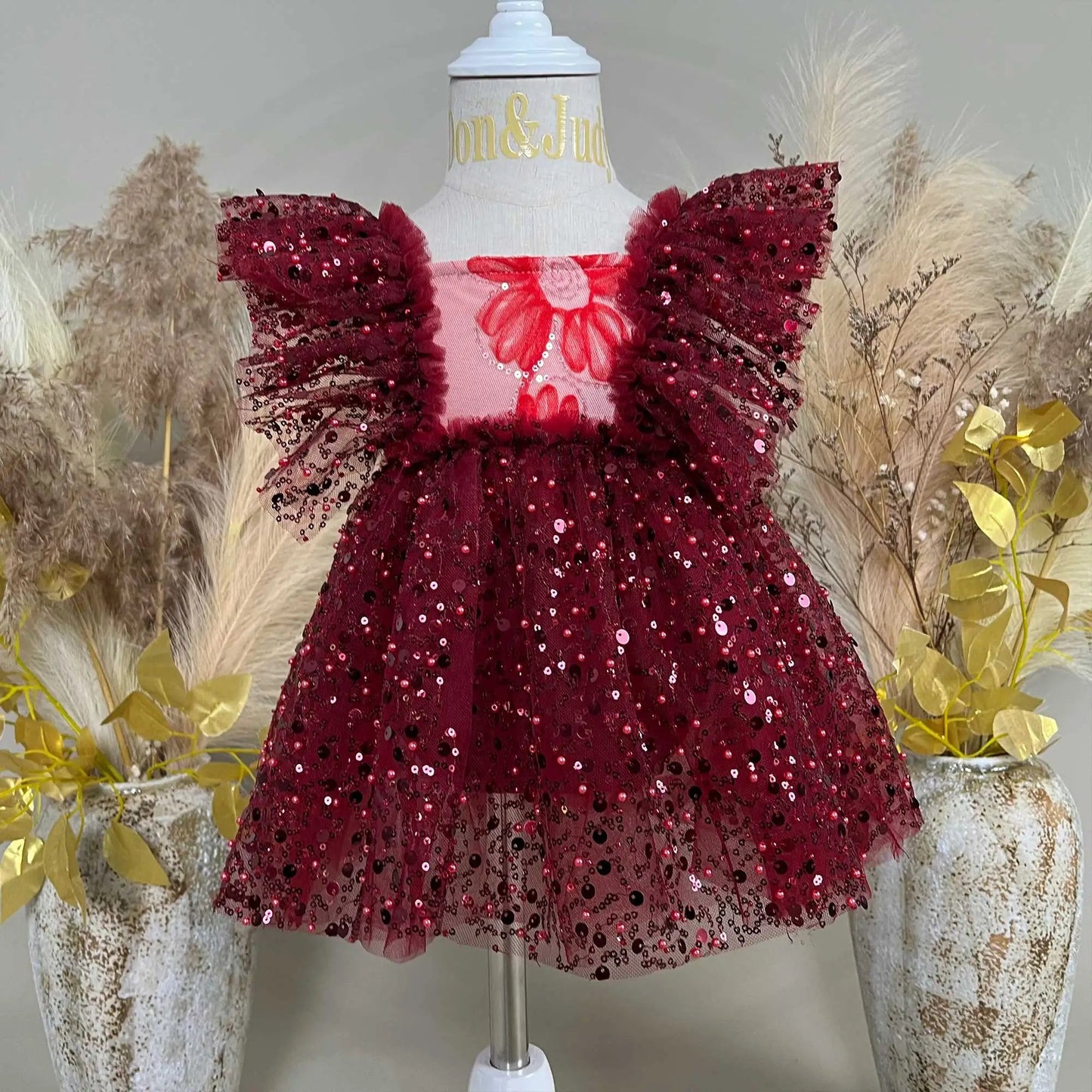 KMK - Christmas Sequin Mesh Little Princess Dress