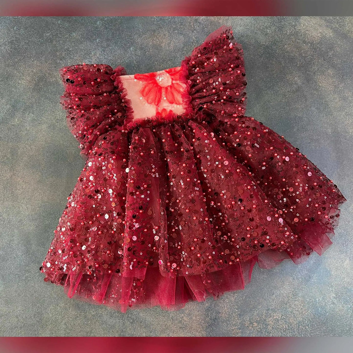 KMK - Christmas Sequin Mesh Little Princess Dress