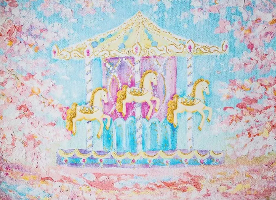 KMK - Floral Carousel Horse Backdrop
