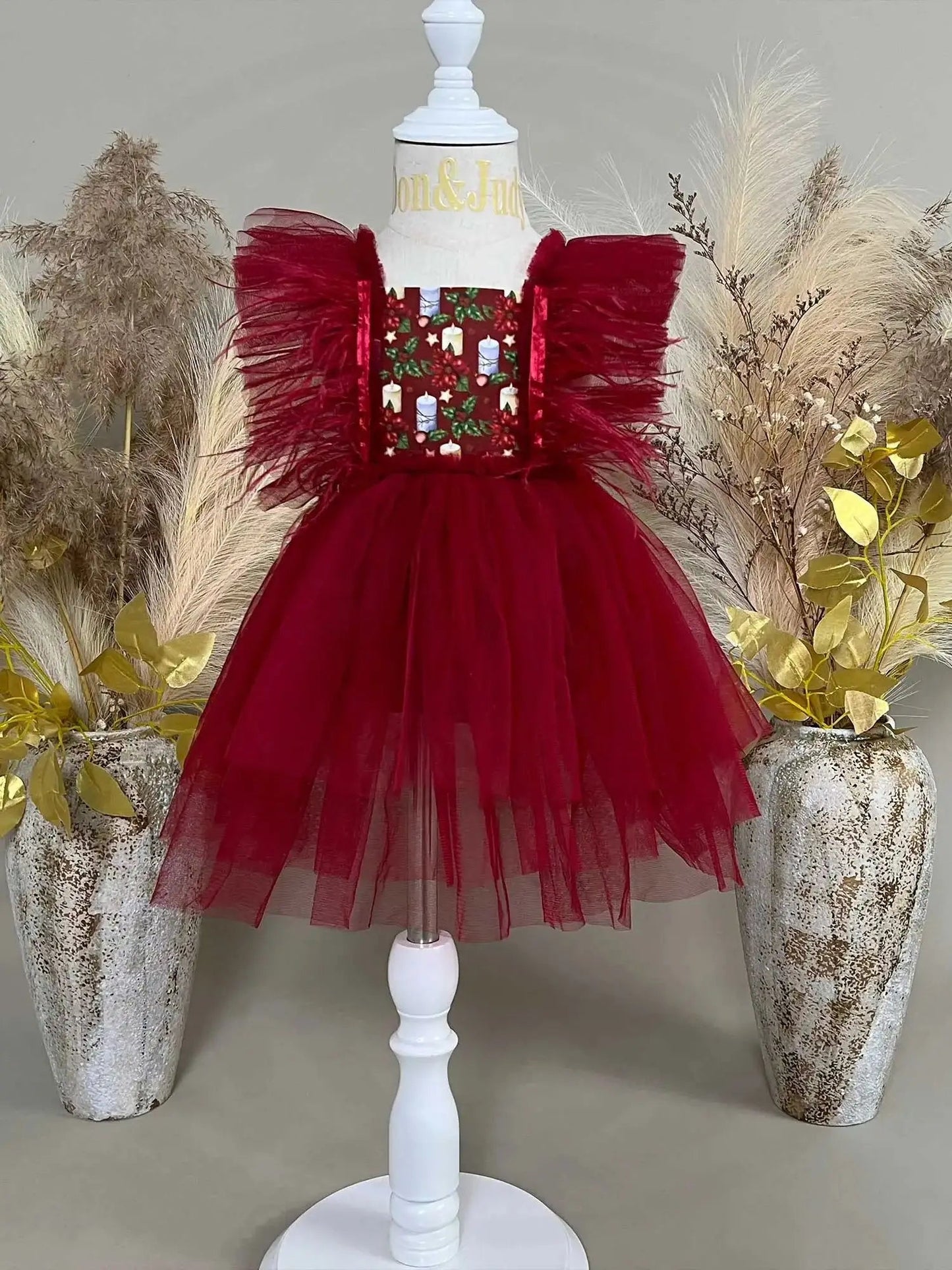 KMK - Gauze Christmas Red Tutu Dress