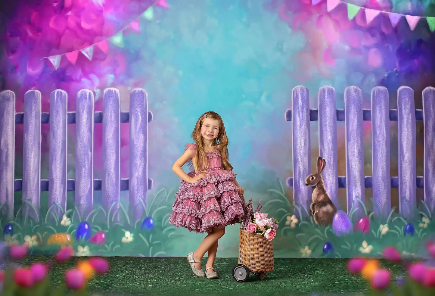 KMK - Spring Bunny Garden Entrance Backdrop