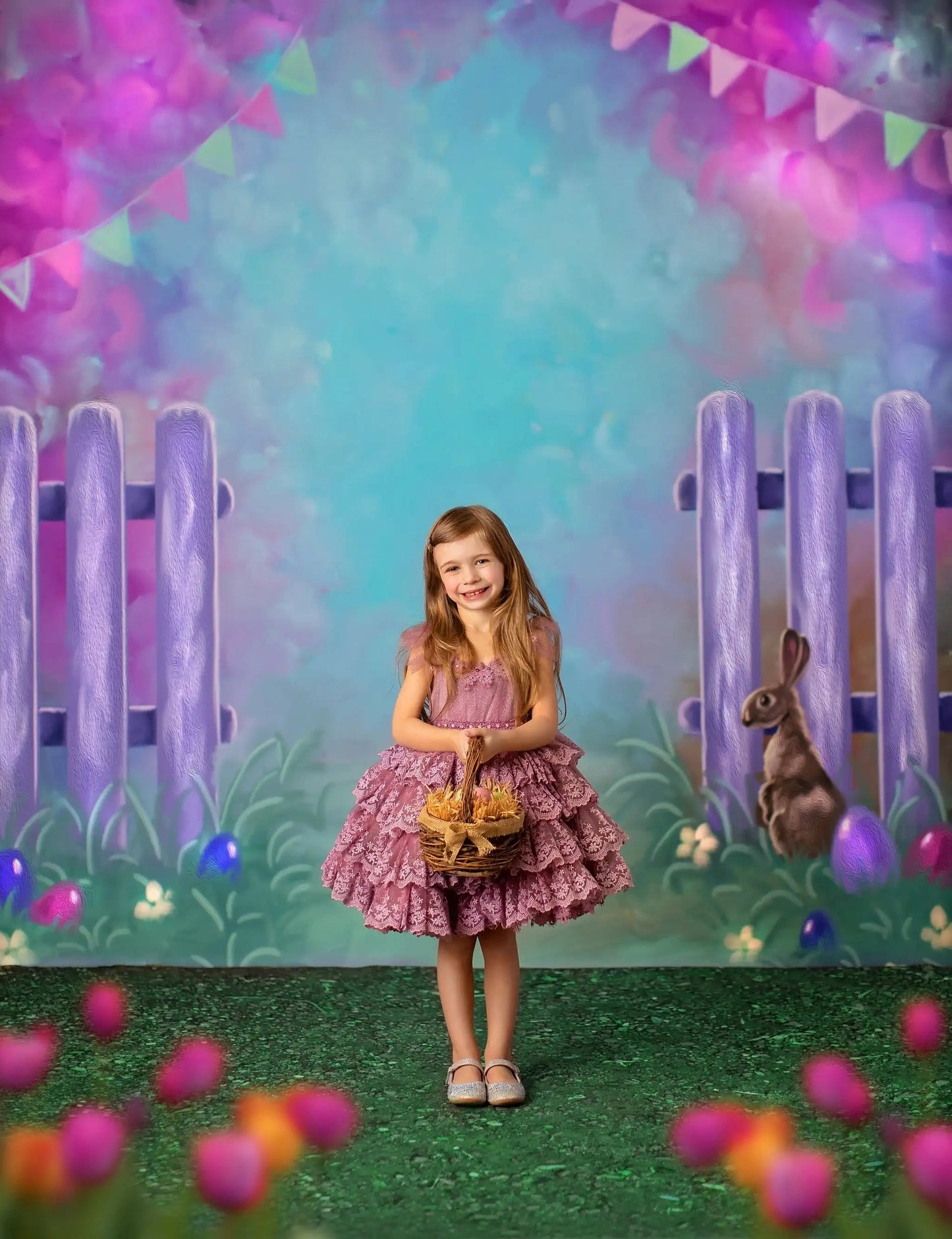 KMK - Spring Bunny Garden Entrance Backdrop