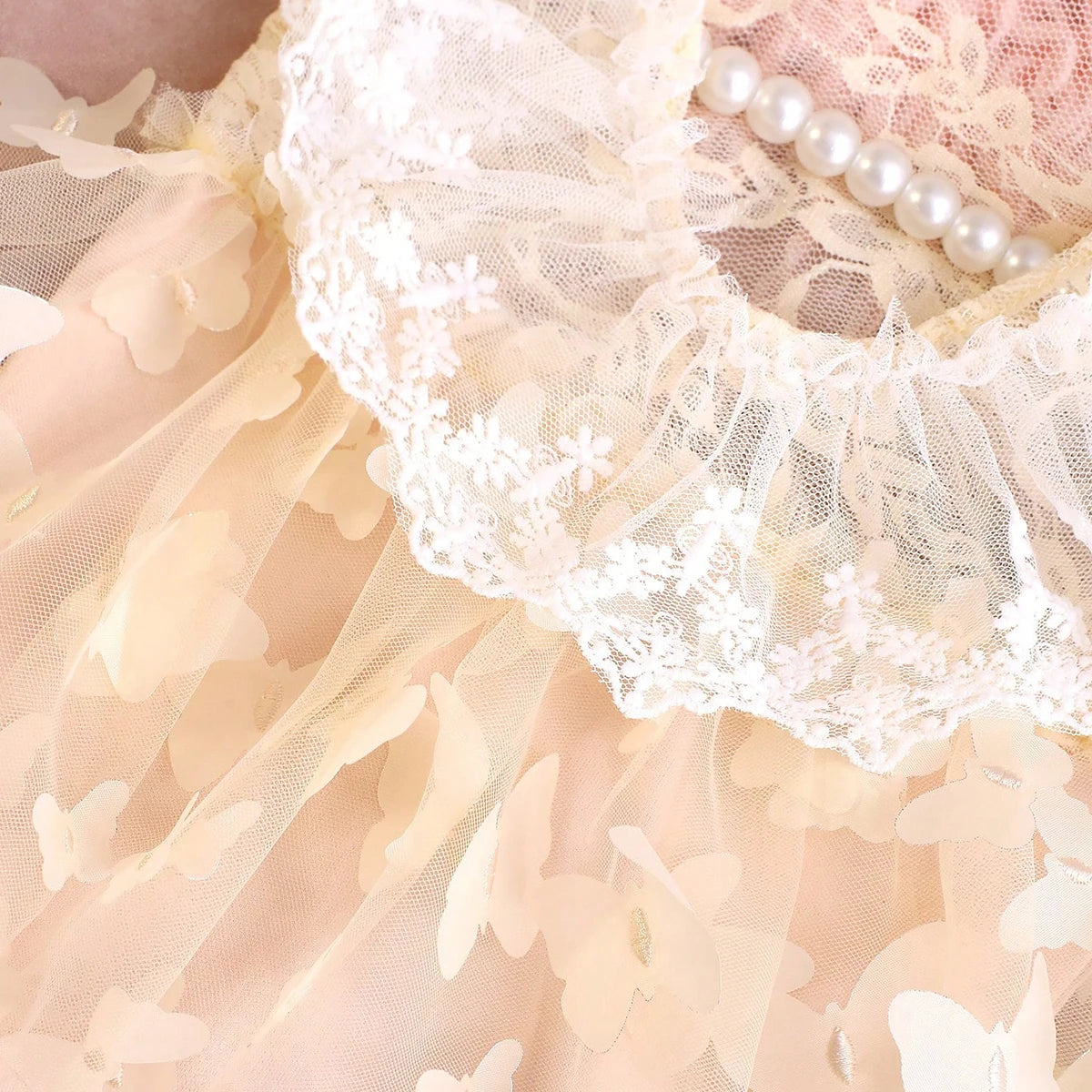 KMK - Cream Lace Butterfly Romper Set