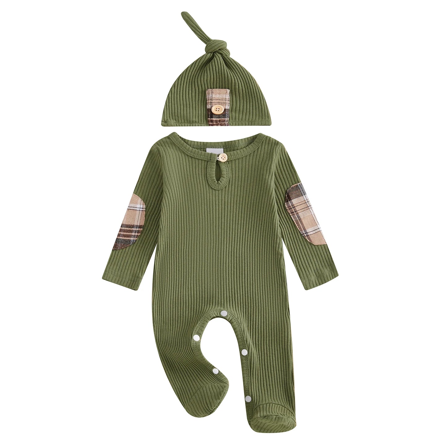 KMK - Patchwork Newborn Footed Romper