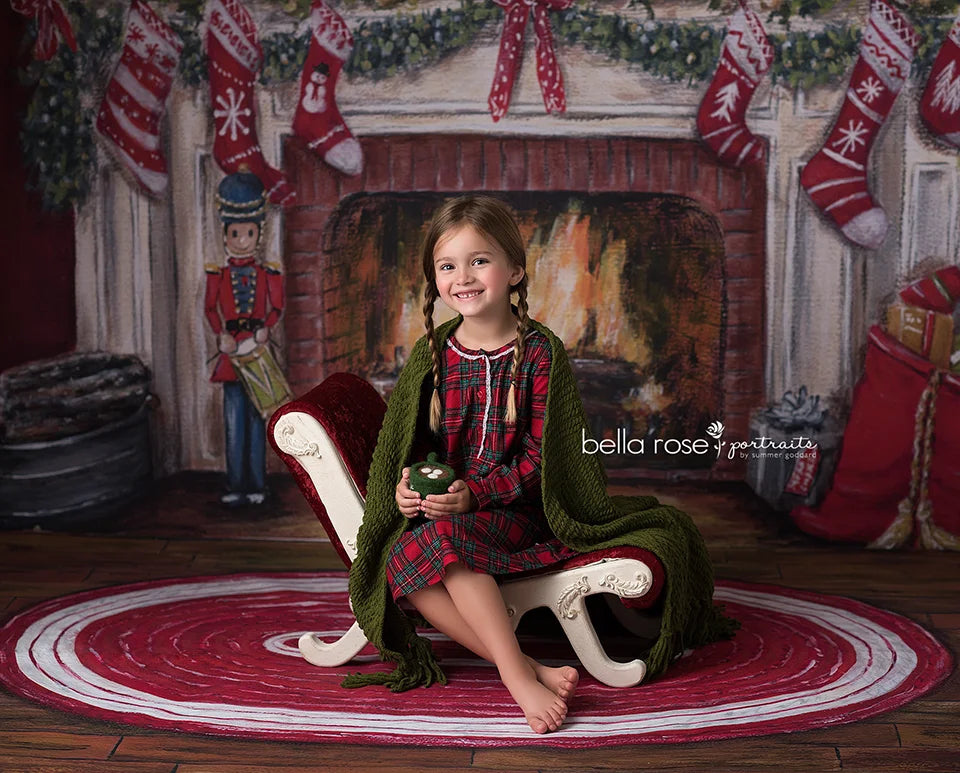 KMK - Christmas Fireplace Backdrop