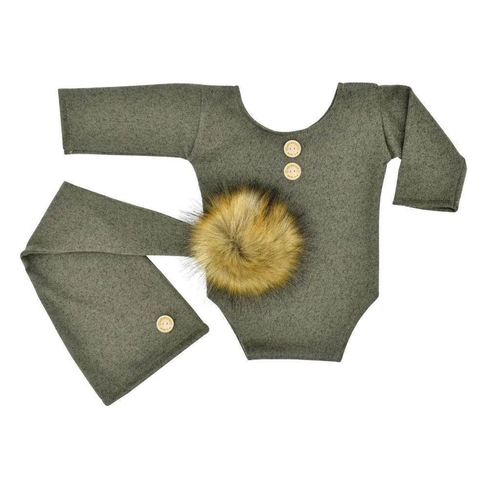 KMK - Long Sleeve Plain Romper Set