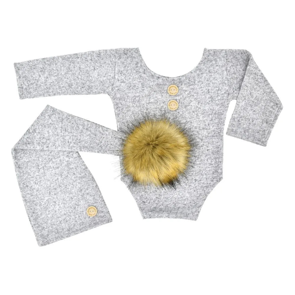 KMK - Long Sleeve Plain Romper Set