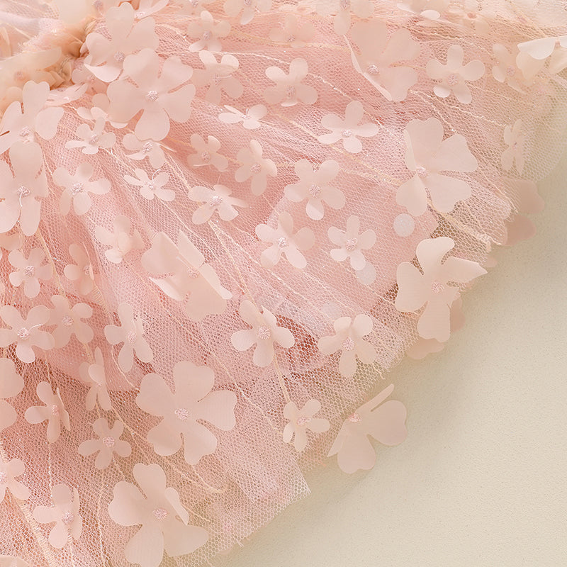 KMK - Pink Lace Flower Romper Dress