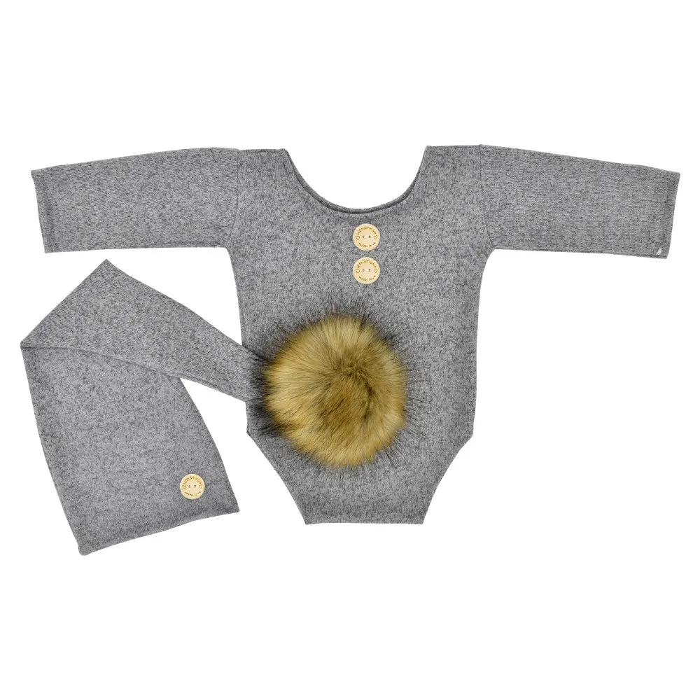 KMK - Long Sleeve Plain Romper Set