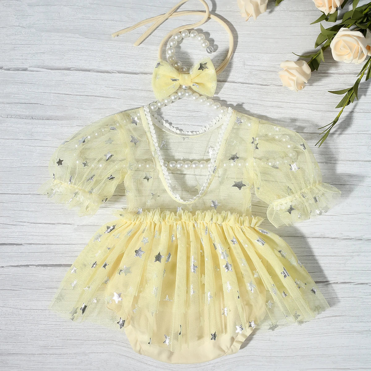 KMK - Newborn Silver Star Romper Set