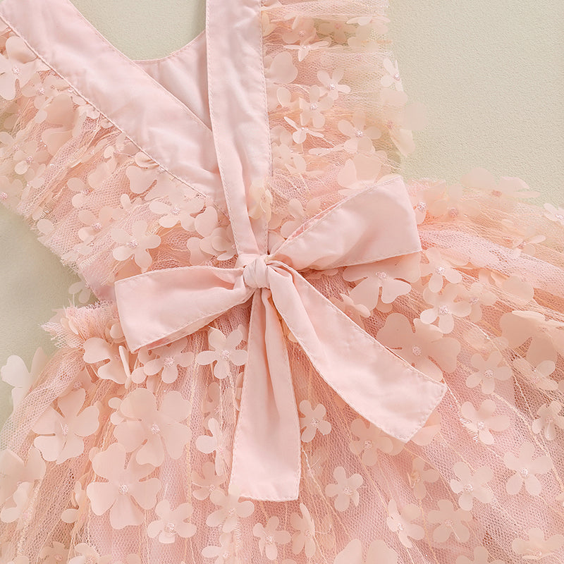 KMK - Pink Lace Flower Romper Dress