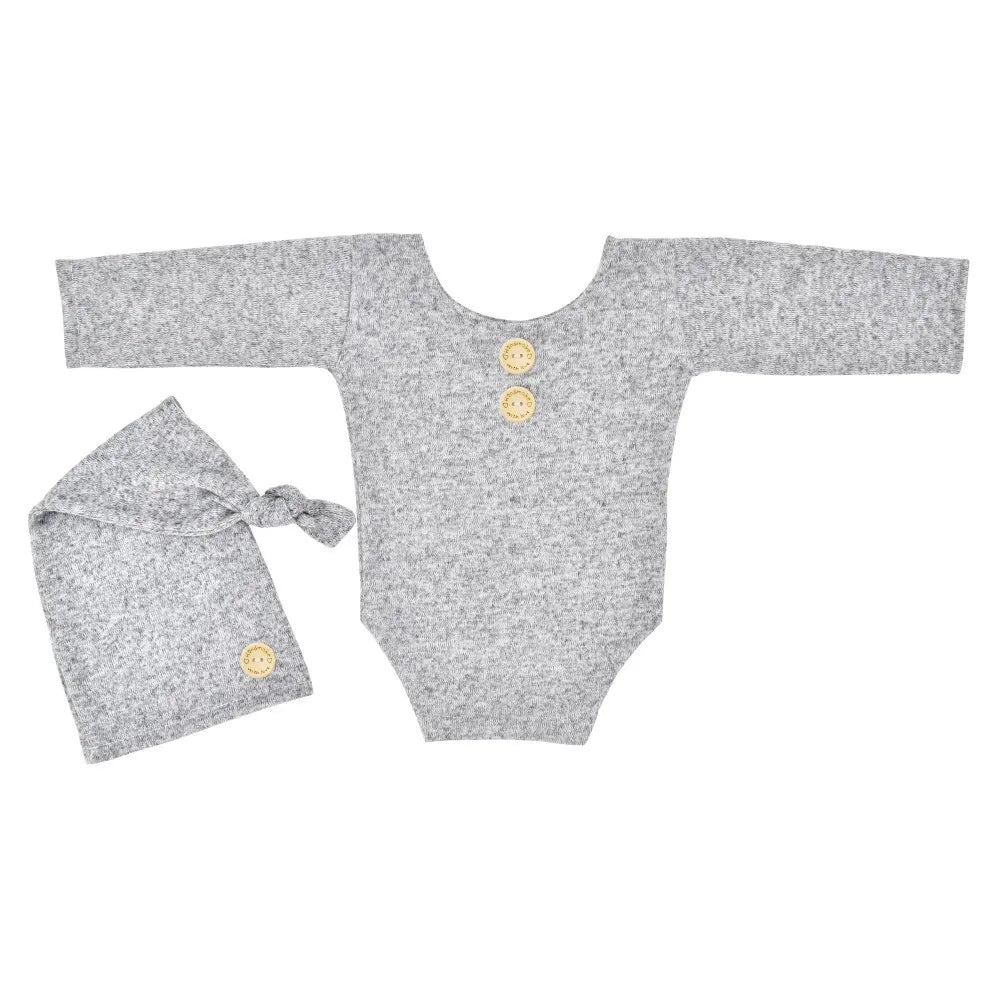 KMK - Long Sleeve Plain Romper Set