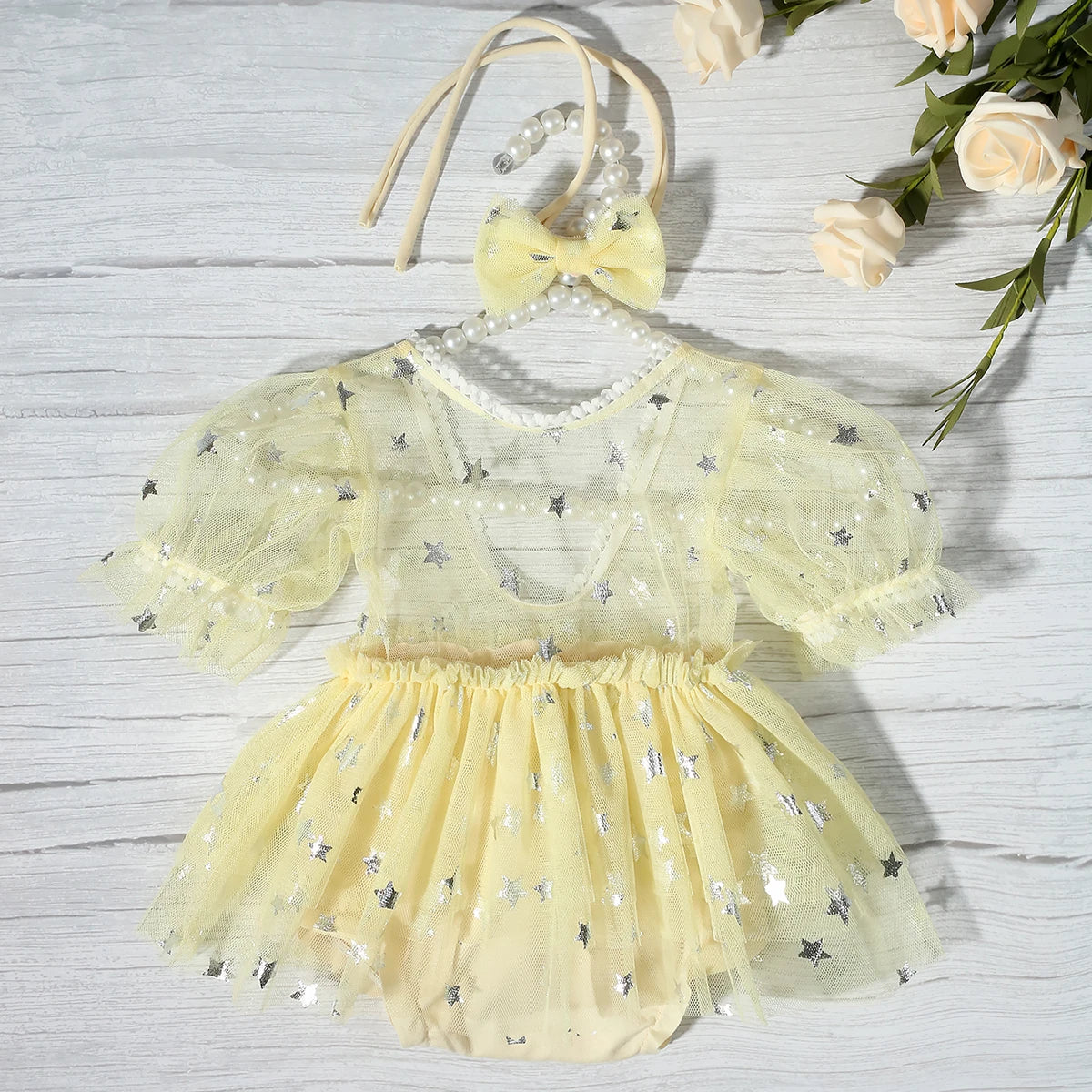KMK - Newborn Silver Star Romper Set