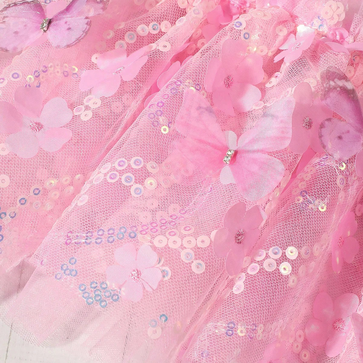 KMK - Pretty Pink Butterfly Sequin Romper