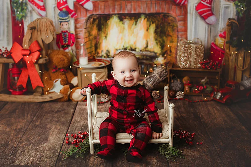 KMK - Christmas Fireplace Backdrop