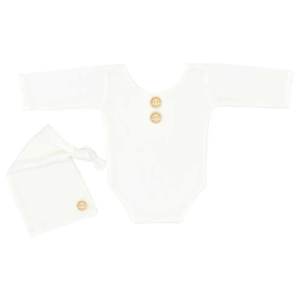 KMK - Long Sleeve Plain Romper Set