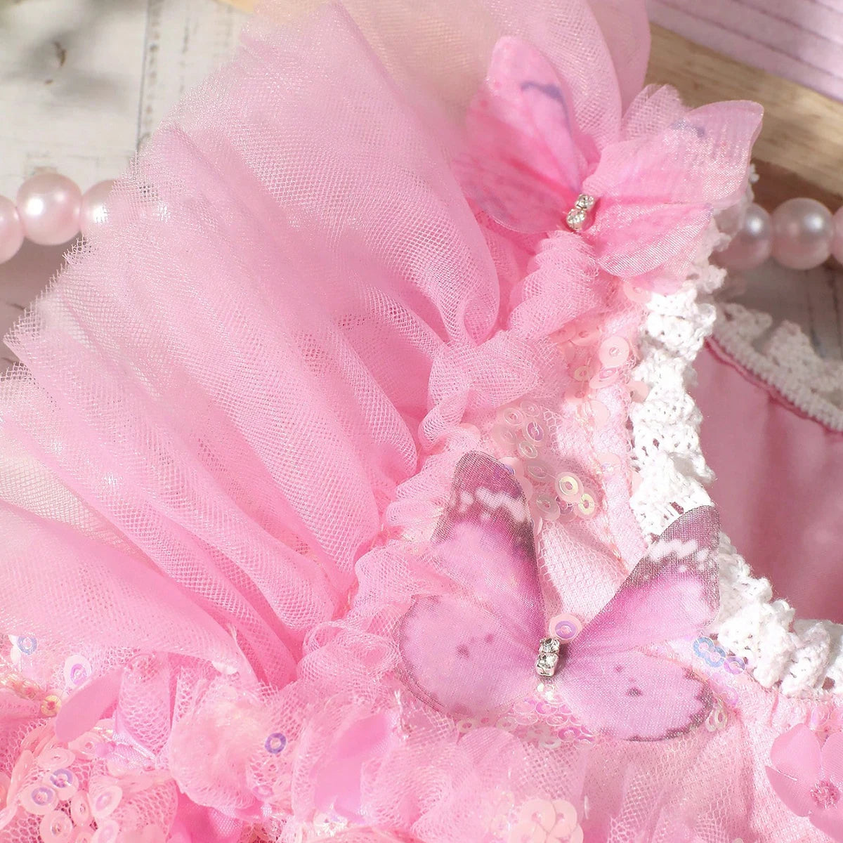 KMK - Pretty Pink Butterfly Sequin Romper