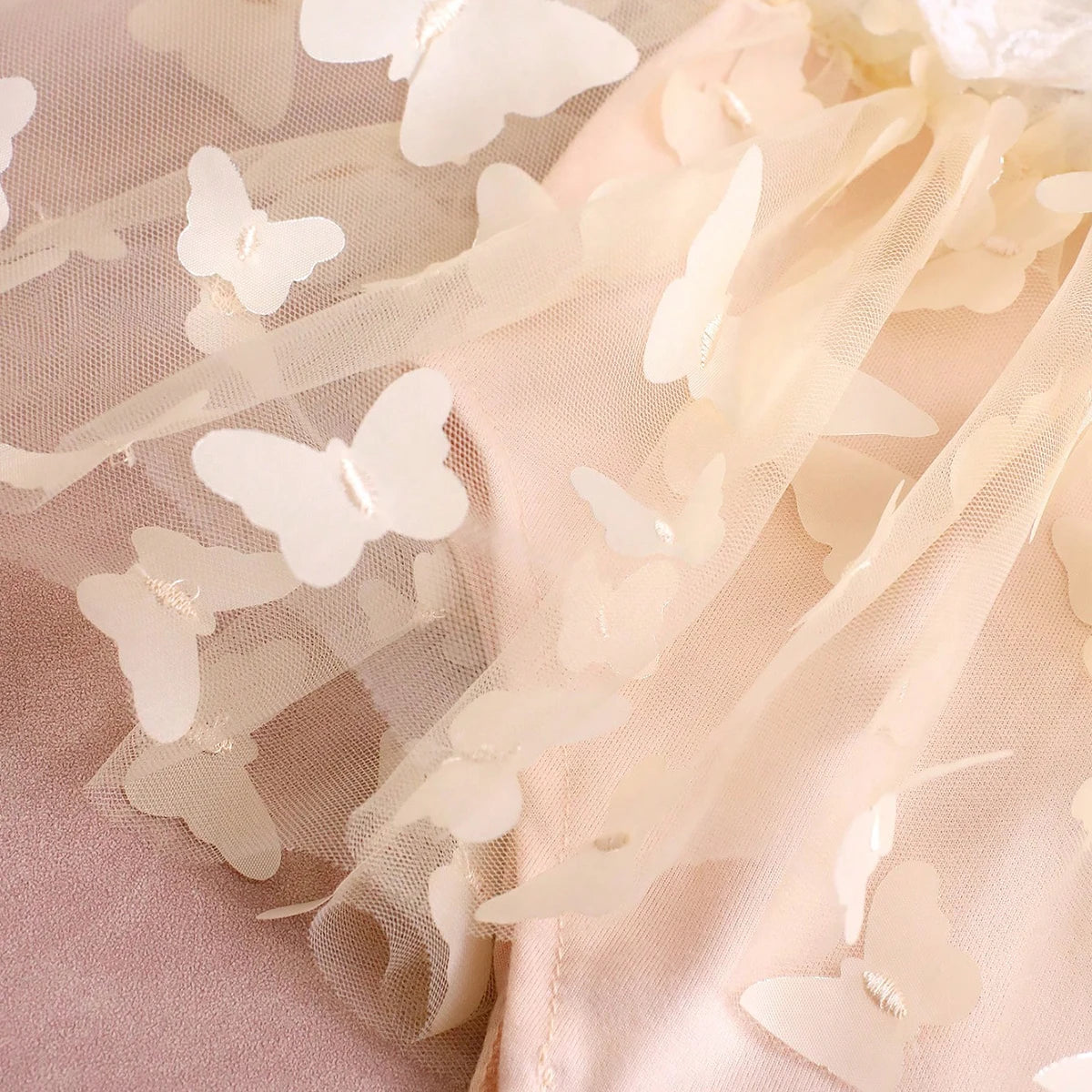 KMK - Cream Lace Butterfly Romper Set