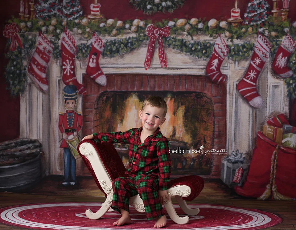 KMK - Christmas Fireplace Backdrop