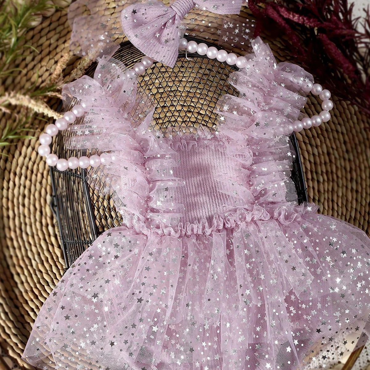 KMK - Lavender Silver Starry Romper Set