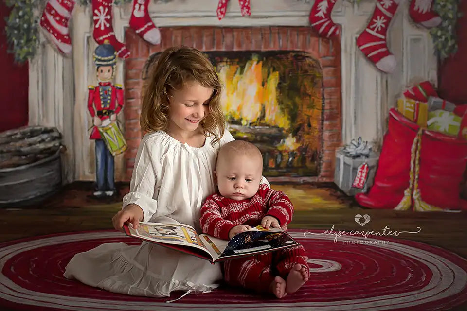 KMK - Christmas Fireplace Backdrop