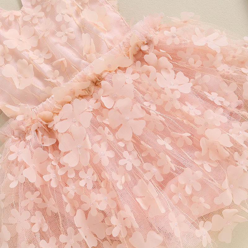 KMK - Pink Lace Flower Romper Dress