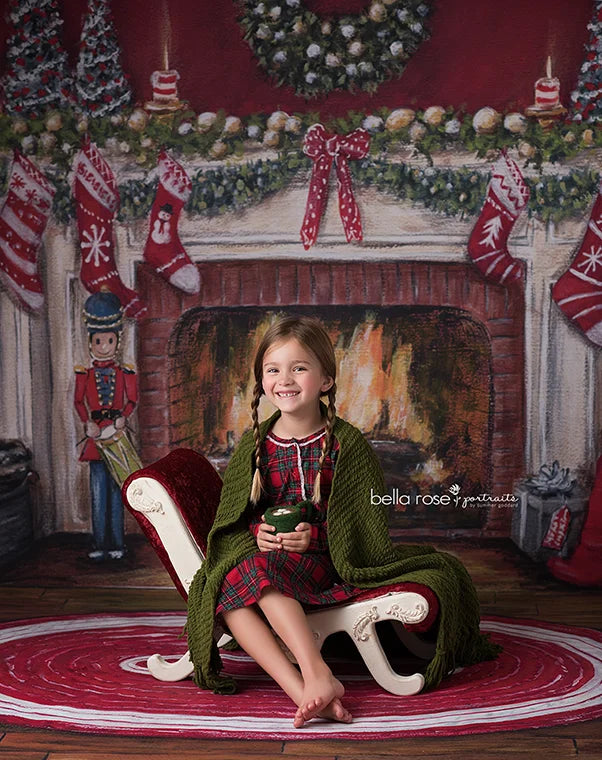 KMK - Christmas Fireplace Backdrop