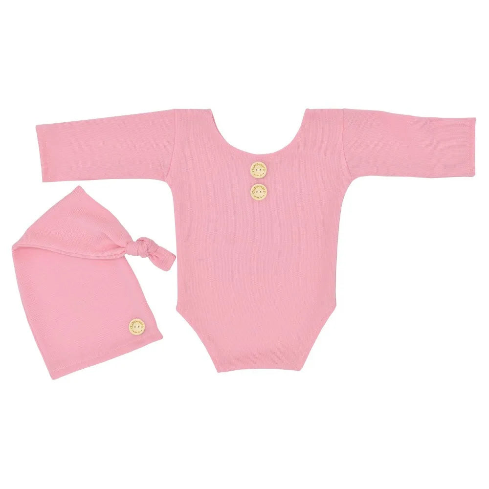 KMK - Long Sleeve Plain Romper Set