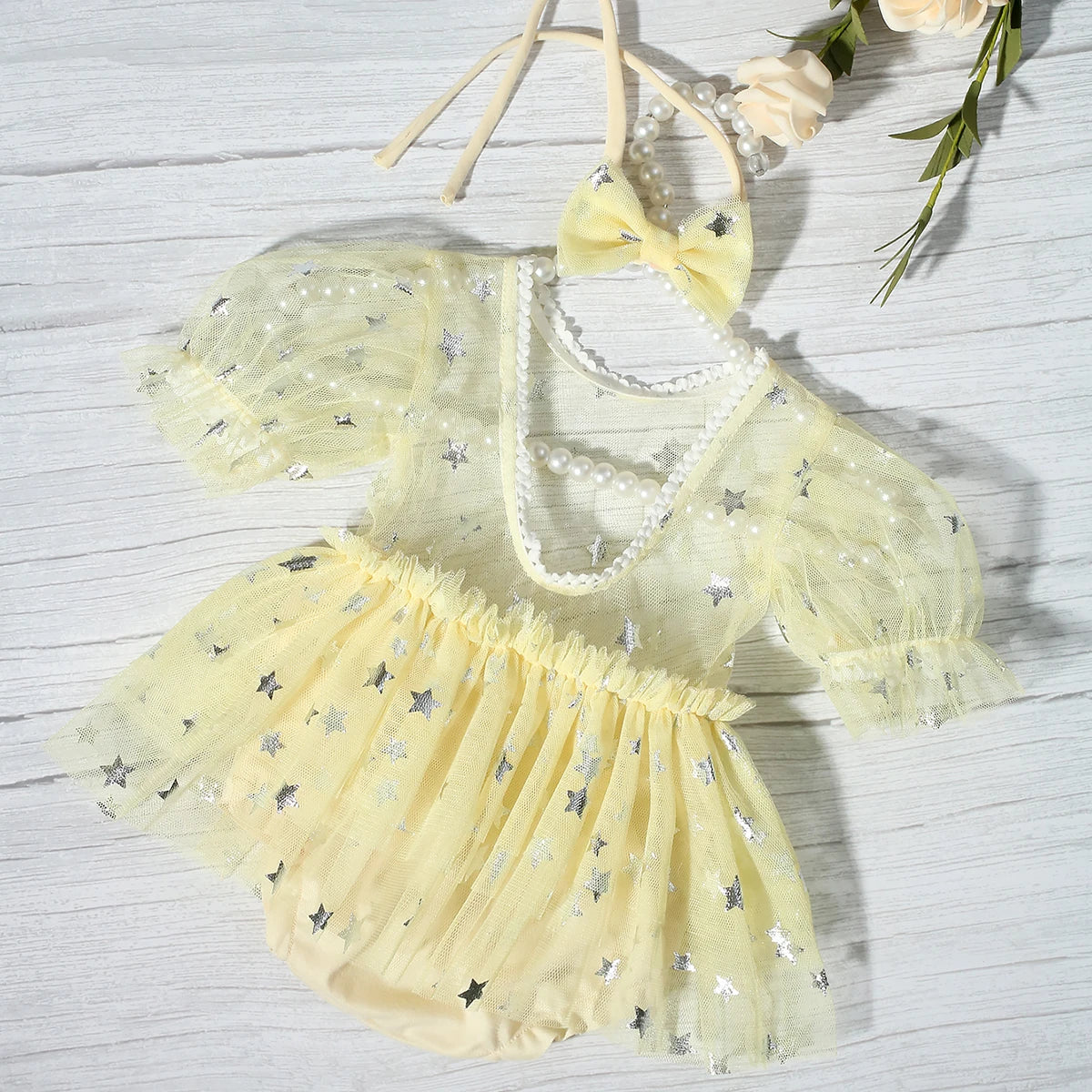 KMK - Newborn Silver Star Romper Set