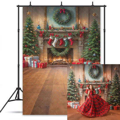 KMK - Antique Holiday Mantle Backdrop