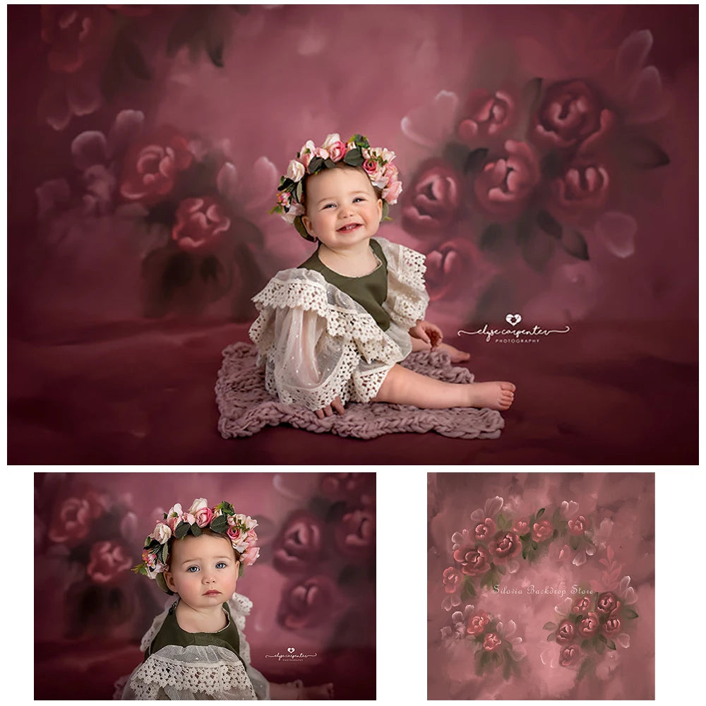 KMK - Blooming Red Flowers Backdrop