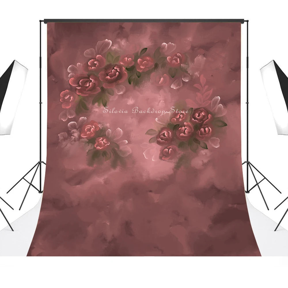 KMK - Blooming Red Flowers Backdrop