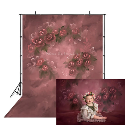 KMK - Blooming Red Flowers Backdrop