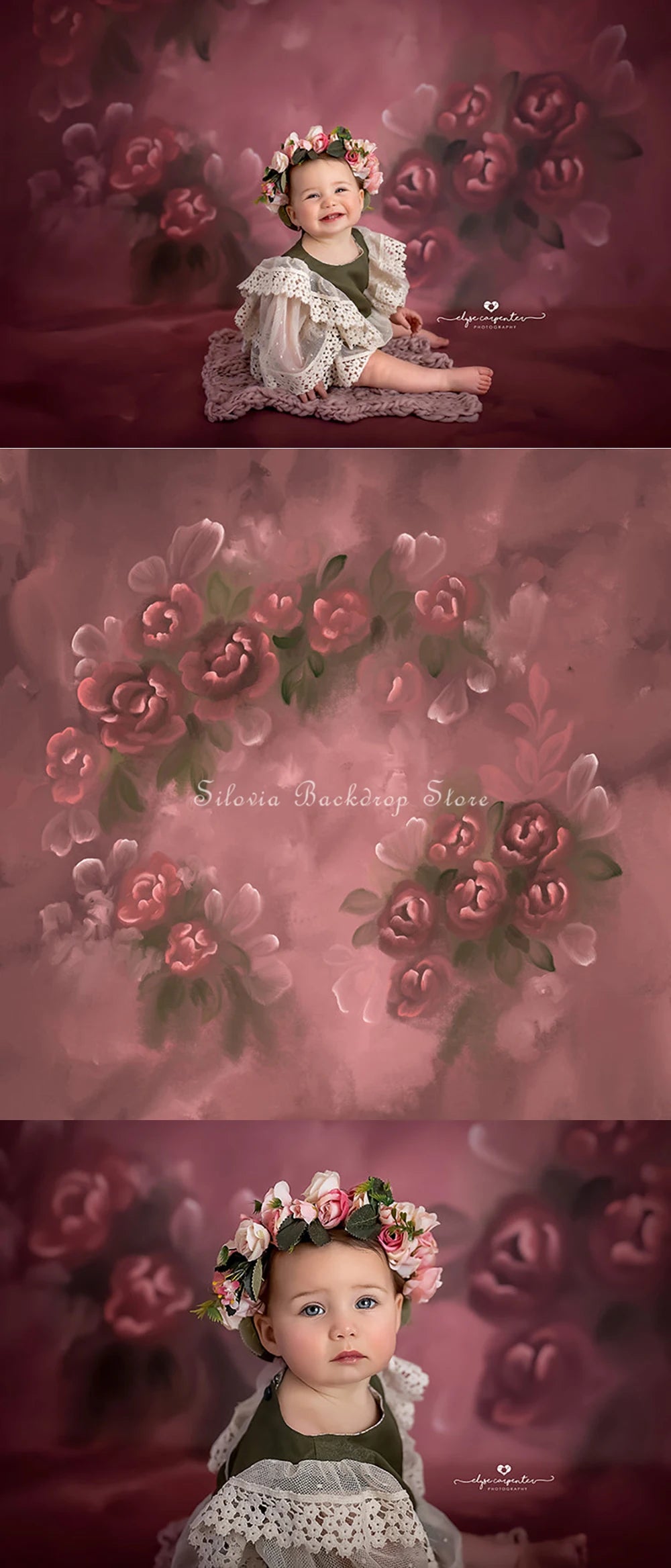 KMK - Blooming Red Flowers Backdrop