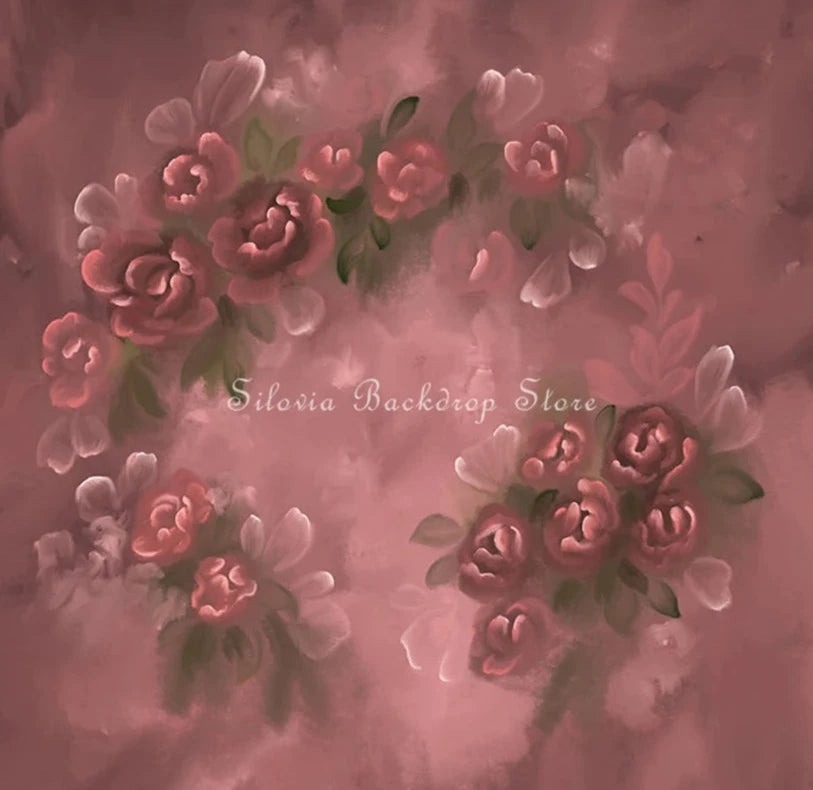 KMK - Blooming Red Flowers Backdrop
