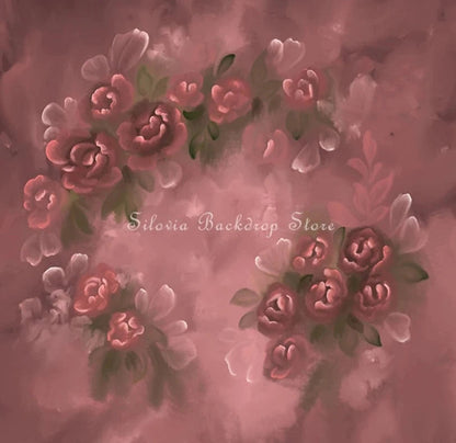 KMK - Blooming Red Flowers Backdrop