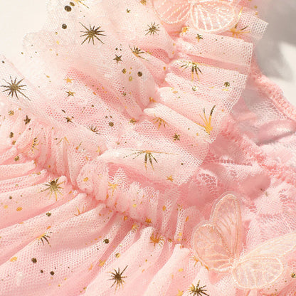 KMK - Butterfly Glitter Romper + Pearl Headband