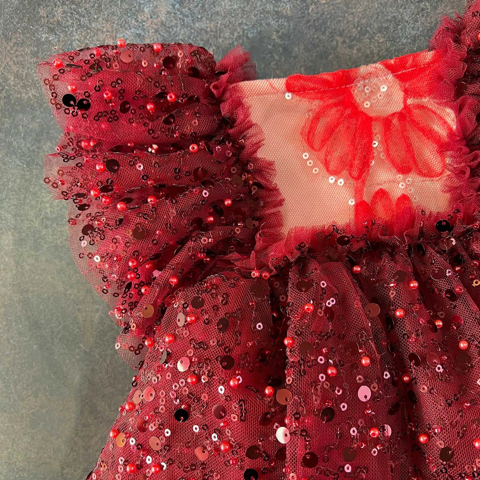KMK - Christmas Sequin Mesh Little Princess Dress