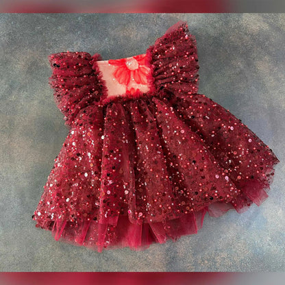 KMK - Christmas Sequin Mesh Little Princess Dress