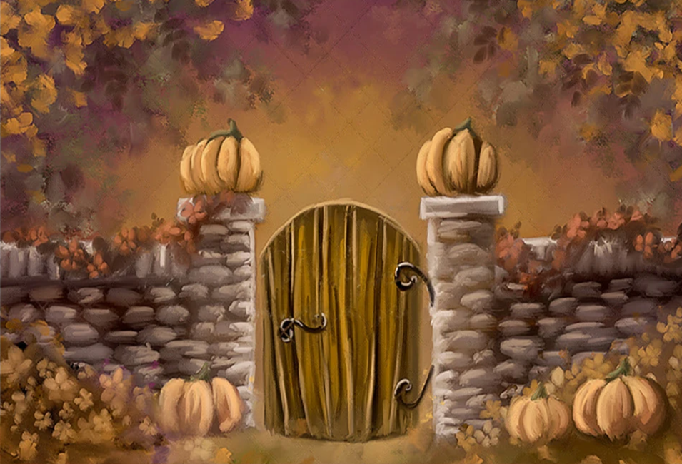 KMK - Fall Pumpkin Gate Backdrop