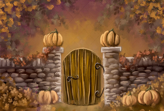 KMK - Fall Pumpkin Gate Backdrop