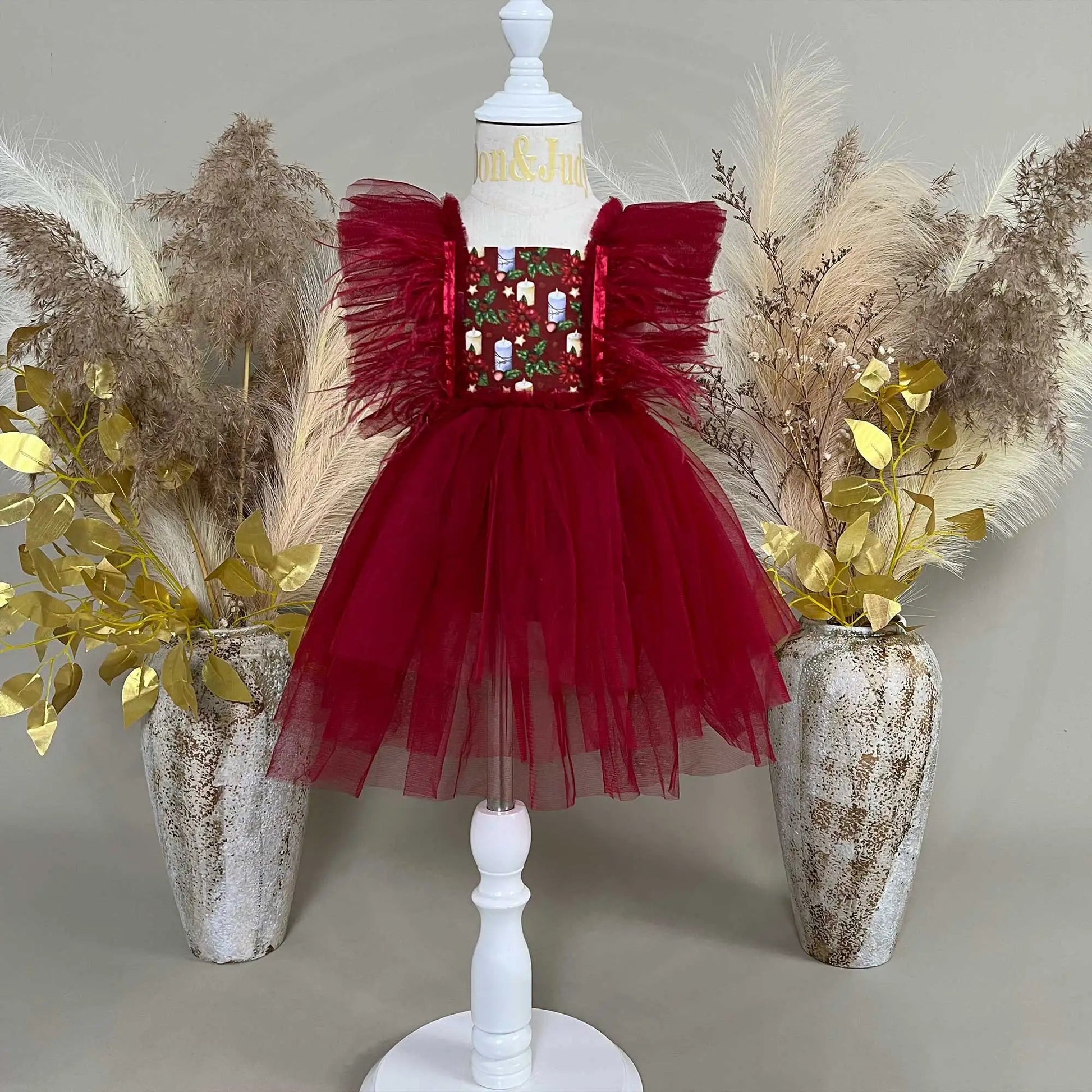 KMK - Gauze Christmas Red Tutu Dress