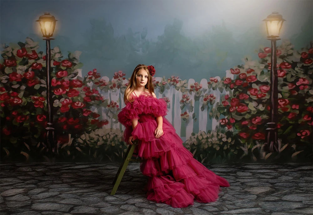 KMK - Hand Drawn Roses Garden Backdrop