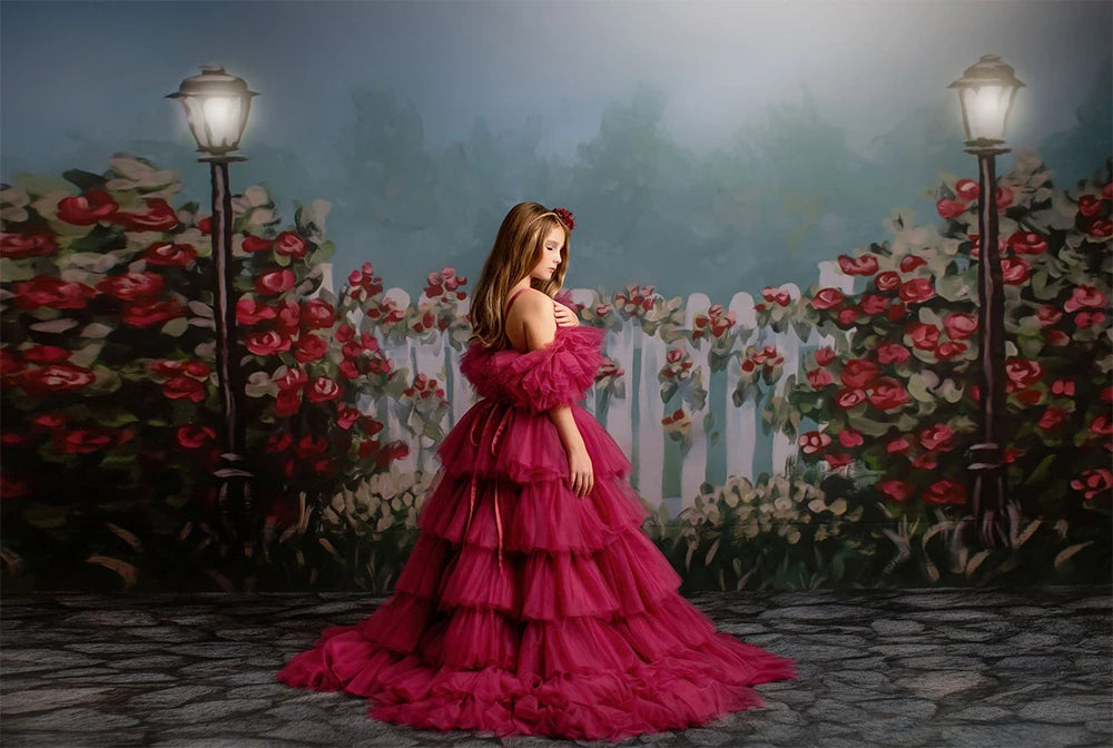 KMK - Hand Drawn Roses Garden Backdrop